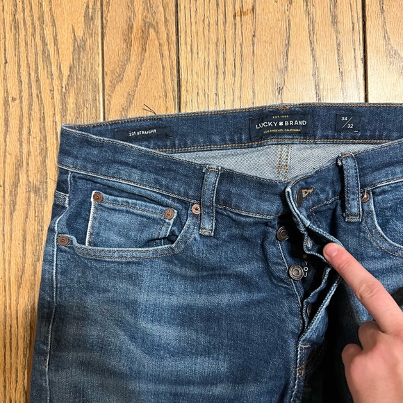 Lucky Brand 221 Straight Selvedge Jeans Denim Dark Wash Mens Size 34x31 Cotton - Picture 3 of 12